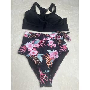 Dokotoo Women’s 2-Piece Multi Swimsuit Tank Sleeveless Tummy Control Tie Medium